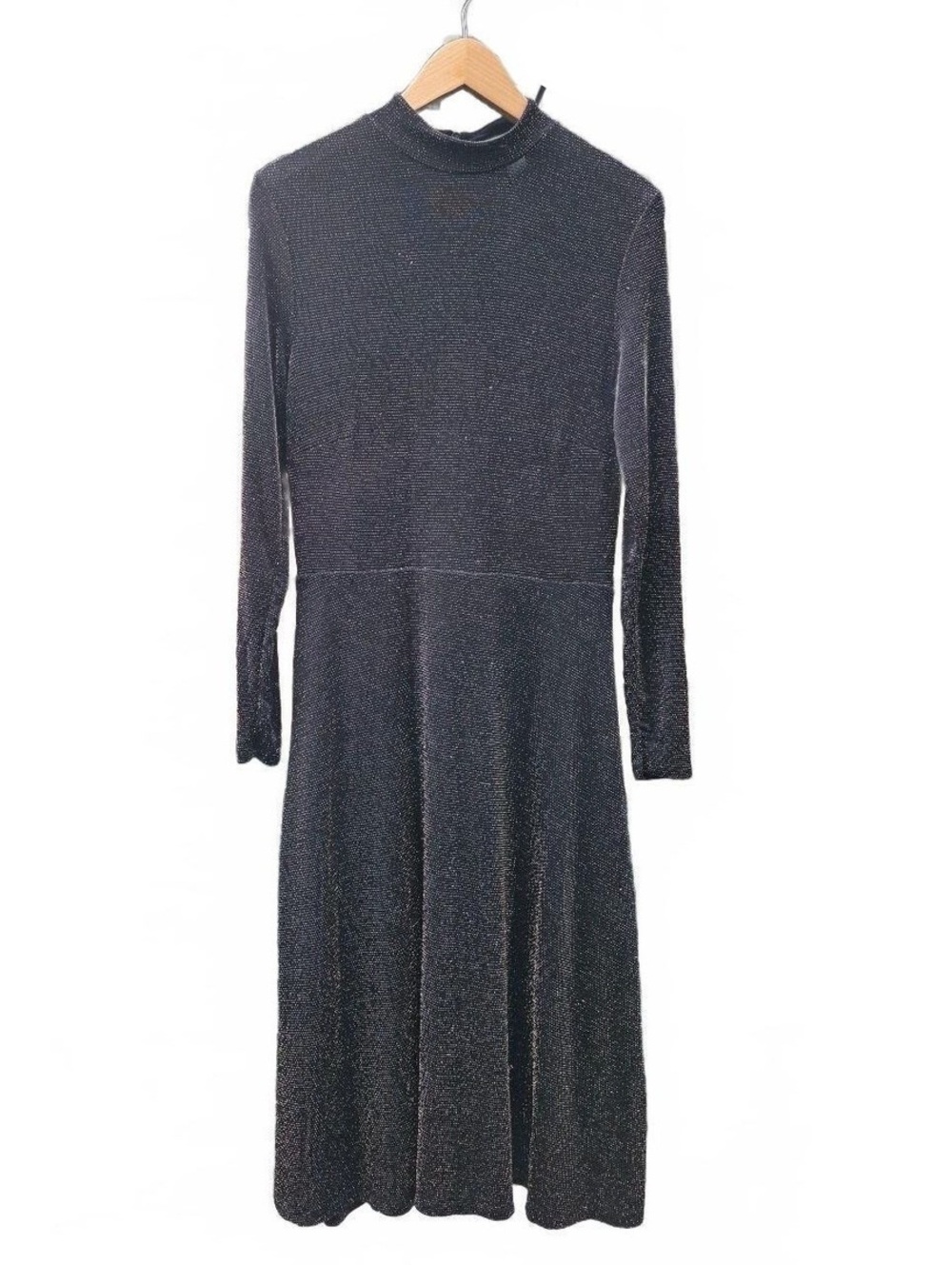🎃 H&M Gold Metallic Knit Slinky Midi  Dress Stretch Halloween Costume Medium